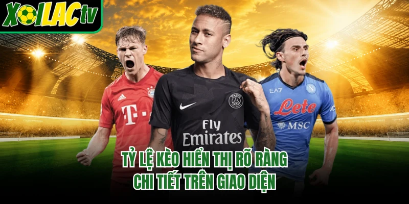 Tỷ lệ kèo hiển thị rõ ràng, chi tiết trên giao diện